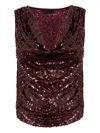Lapointe Sequined Cowl-neck Blouse In Red
