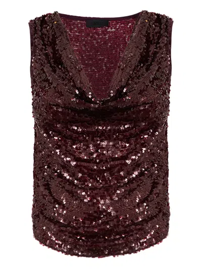 LAPOINTE SEQUINED COWL-NECK BLOUSE