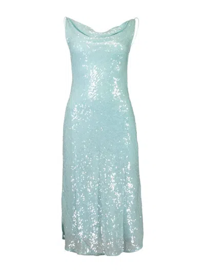 Lapointe Sequined Cowl-neck Midi Dress In Blue