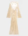 Lapointe Sequined Mesh Long-sleeve Maxi Dress In Multi