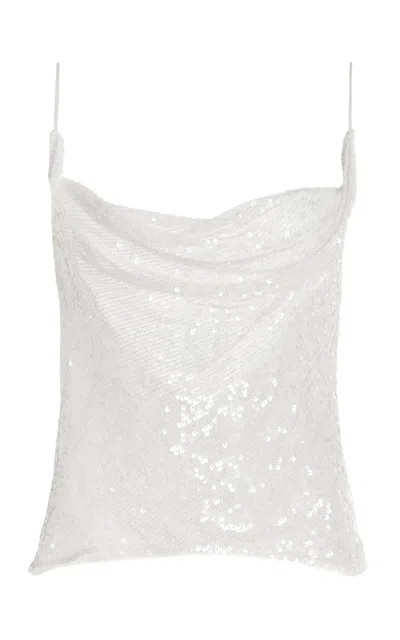 Lapointe Sequin Viscose Cowl Cami Top In White