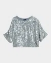Lapointe Sequined Short-sleeve Oversized T-shirt In Blue