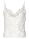 Lapointe Sequinned Cowl-neck Top In White