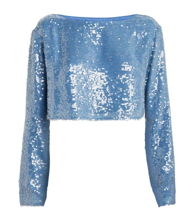 Lapointe Sequinned Long-sleeve Top In Blue