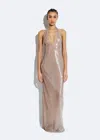 LAPOINTE SHEER SEQUIN DEEP V NECK GOWN