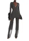Lapointe Sheer Viscose Feather Blazer In Charcoal