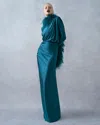 Lapointe Shine Jersey Asymmetrical Ruched Draped Gown