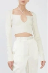 Lapointe Shiny Viscose Cropped Strappy Longsleeve Top