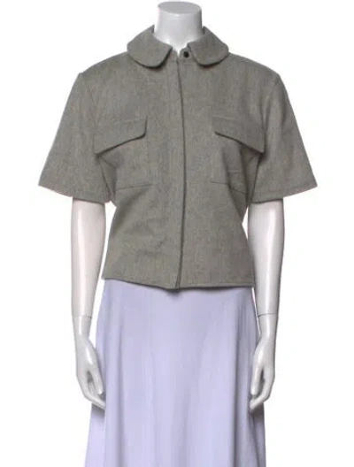 Pre-owned Lapointe Short Sleeve Crop Top In Gray