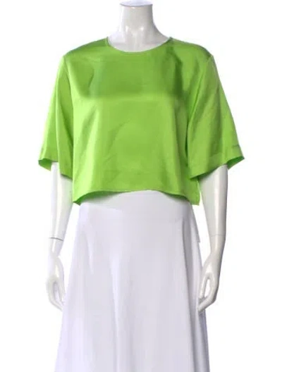 Pre-owned Lapointe Silk Crew Neck Crop Top In Green