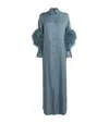 Lapointe Silk Feather-trim Maxi Dress In Blue