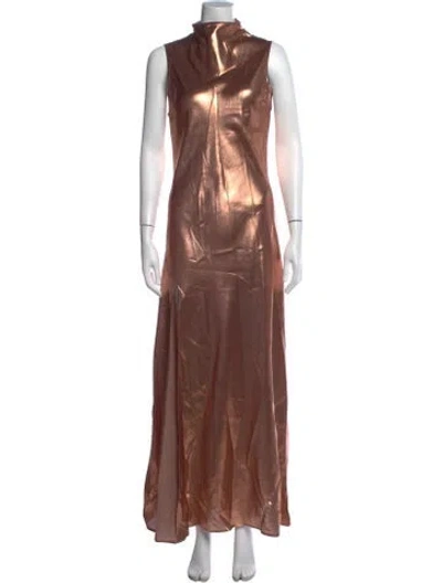 Pre-owned Lapointe Silk Long Dress In Brown