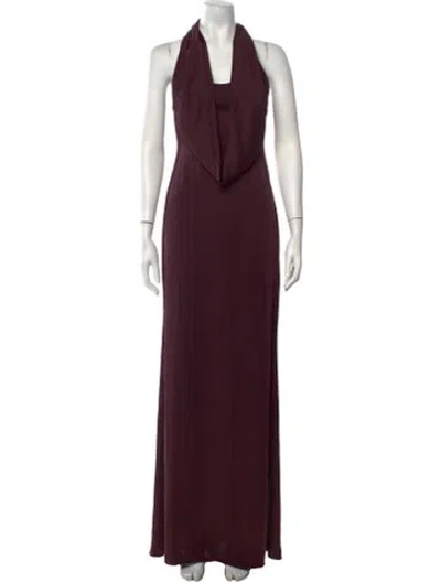 Pre-owned Lapointe Silk Long Dress In Burgundy