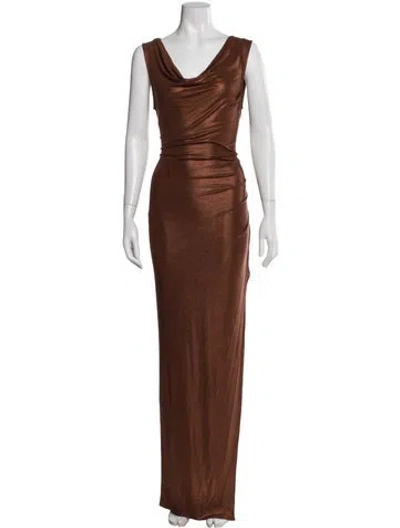 Pre-owned Lapointe Silk Long Dress W/ Tags In Brown