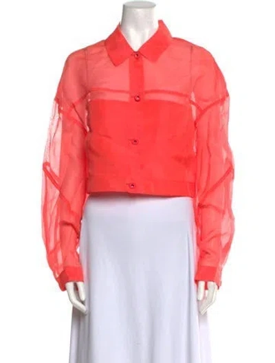 Pre-owned Lapointe Silk Long Sleeve Crop Top In Orange