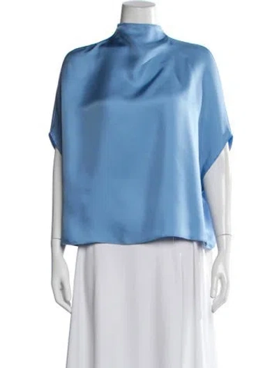 Pre-owned Lapointe Silk Mock Neck Top In Blue