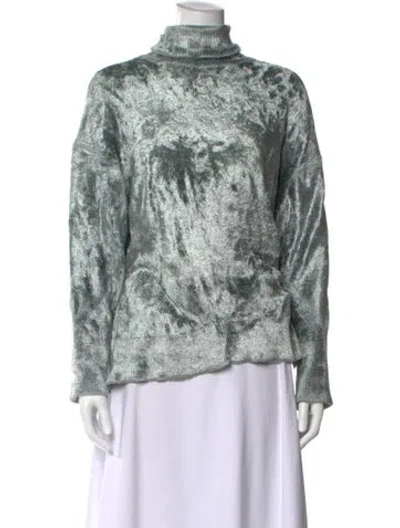 Pre-owned Lapointe Silk Patterned Sweater In Green