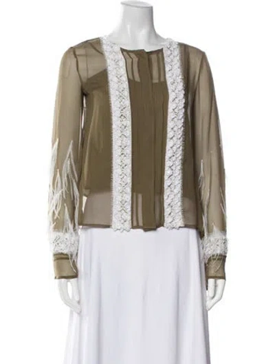 Pre-owned Lapointe Silk Printed Blouse In Green