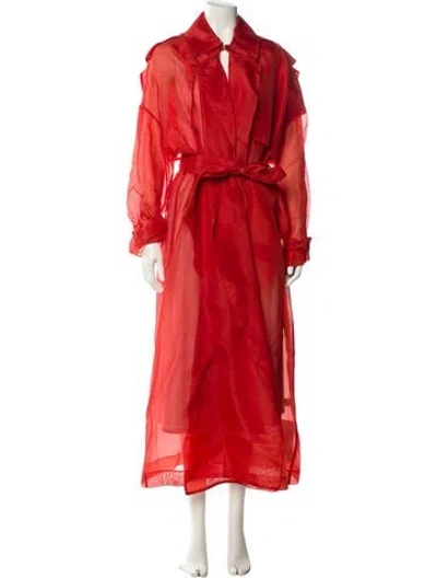 Pre-owned Lapointe Silk Trench Coat In Orange