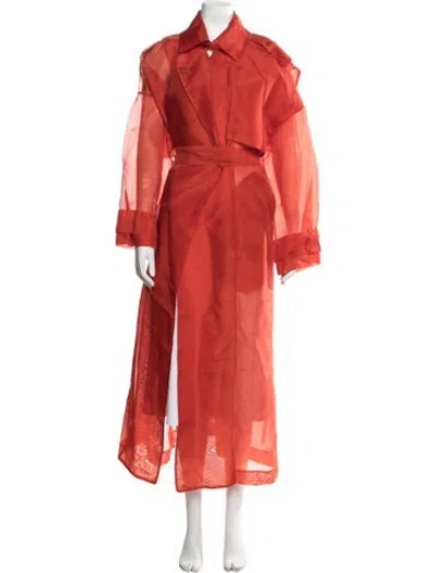 Pre-owned Lapointe Silk Trench Coat In Orange