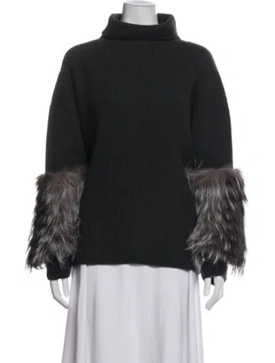 Pre-owned Lapointe Silk Turtleneck Sweater In Black