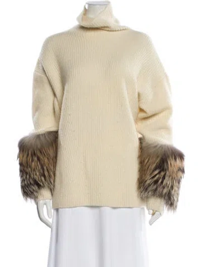 Pre-owned Lapointe Silk Turtleneck Sweater In Neutral