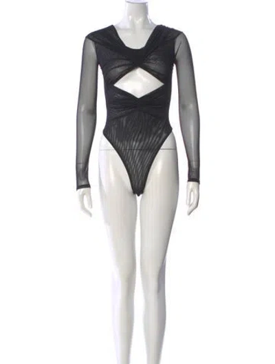 Pre-owned Lapointe Silk V-neck Bodysuit In Blue
