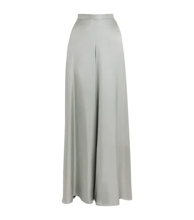 Lapointe Silk Wide-leg Trousers In Green
