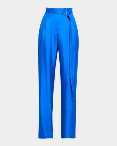 Lapointe Silky Twill Belted Pant In Electric Blue