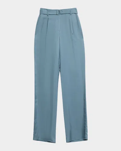 Lapointe Silky Twill Belted Straight-leg Pants