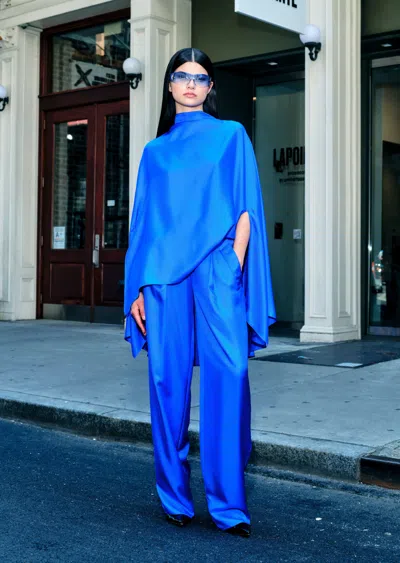 Lapointe Silky Twill Oversized Cape Tee In Electric Blue
