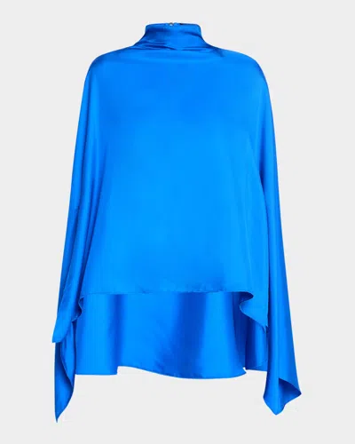 Lapointe Silky Twill Oversized Cape Tee In Electric Blue