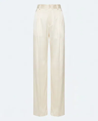 Lapointe Silky Twill Relaxed Pleated Pant In White