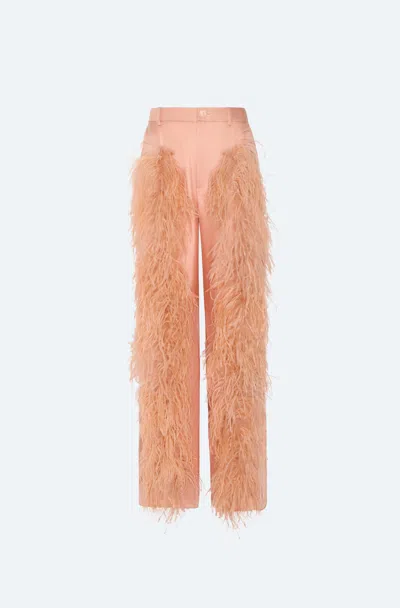 Lapointe Silky Twill Relaxed Pleated Pant With Feathers In Brown