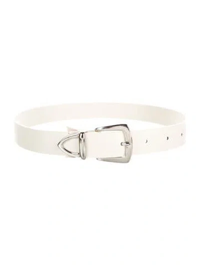Pre-owned Lapointe Skinny Leather Waist Belt In White