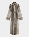 Lapointe Snake Print Organza Double-breasted Trench Coat In Brown Snake
