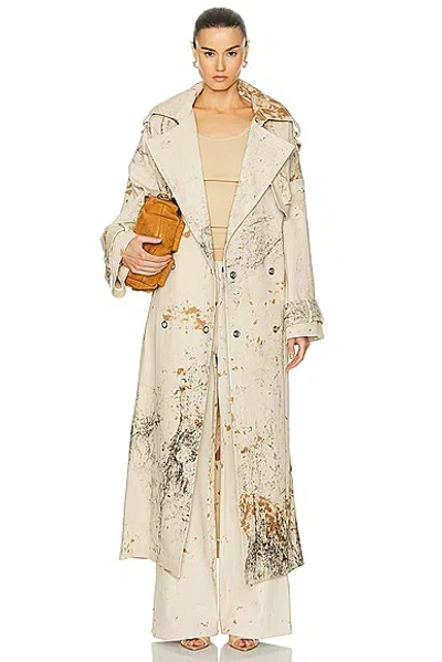 Lapointe Splatter Denim Double Breasted Trench Coat