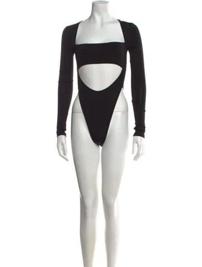 Pre-owned Lapointe Square Neckline Long Sleeve Bodysuit In Black