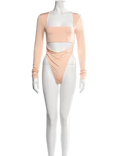 Pre-owned Lapointe Square Neckline Long Sleeve Bodysuit In Neutrals