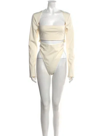 Pre-owned Lapointe Square Neckline Long Sleeve Bodysuit W/ Tags In Neutral