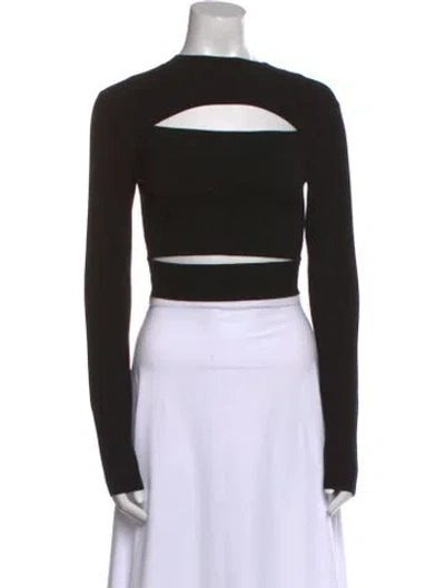 Pre-owned Lapointe Square Neckline Long Sleeve Crop Top In Black