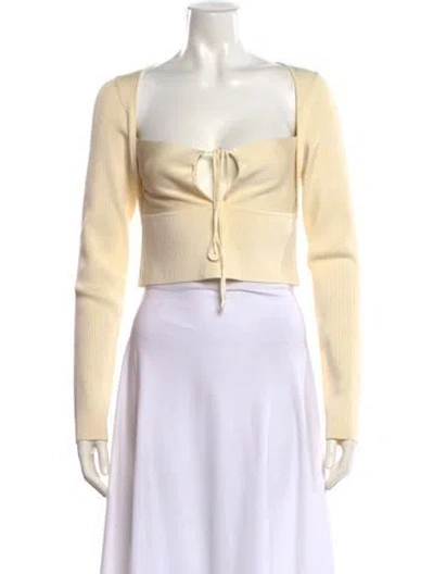 Pre-owned Lapointe Square Neckline Long Sleeve Crop Top In Neutral