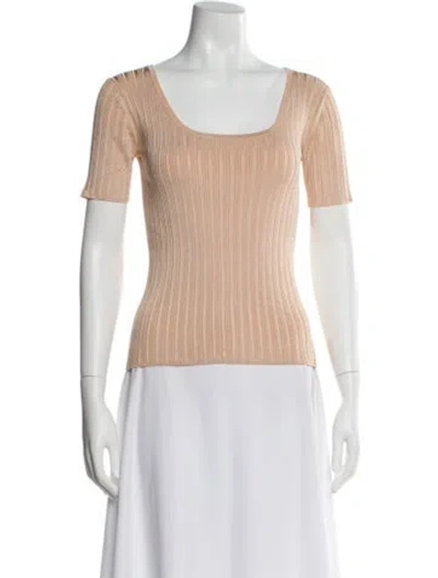 Pre-owned Lapointe Square Neckline Short Sleeve Top In Orange