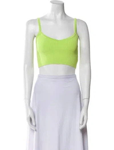 Pre-owned Lapointe Square Neckline Sleeveless Crop Top In Green