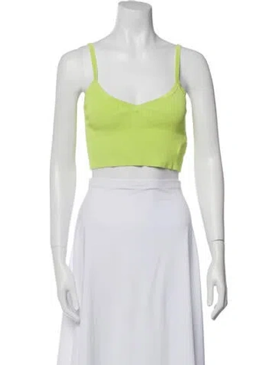 Pre-owned Lapointe Square Neckline Sleeveless Crop Top In Green
