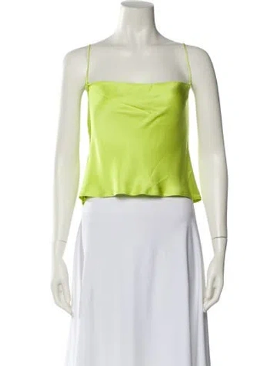 Pre-owned Lapointe Square Neckline Sleeveless Crop Top In Green