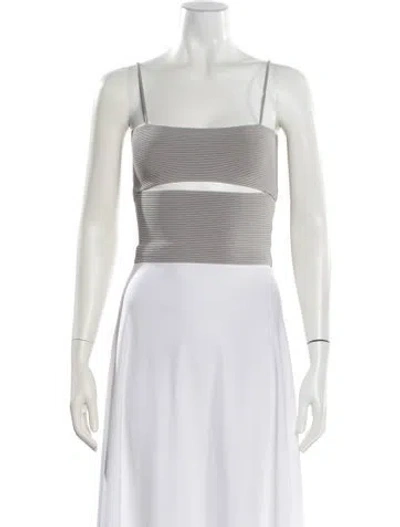 Pre-owned Lapointe Square Neckline Sleeveless Crop Top In Neutral