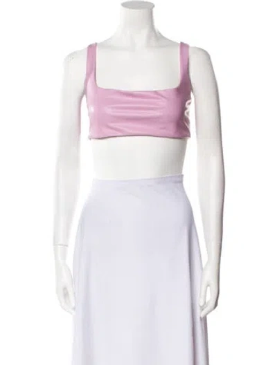 Pre-owned Lapointe Square Neckline Sleeveless Crop Top In Pink