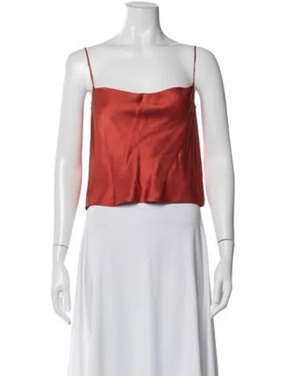 Pre-owned Lapointe Square Neckline Sleeveless Top In Orange