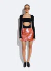 Lapointe Square Sequin Mini Skirt In Hot Coral